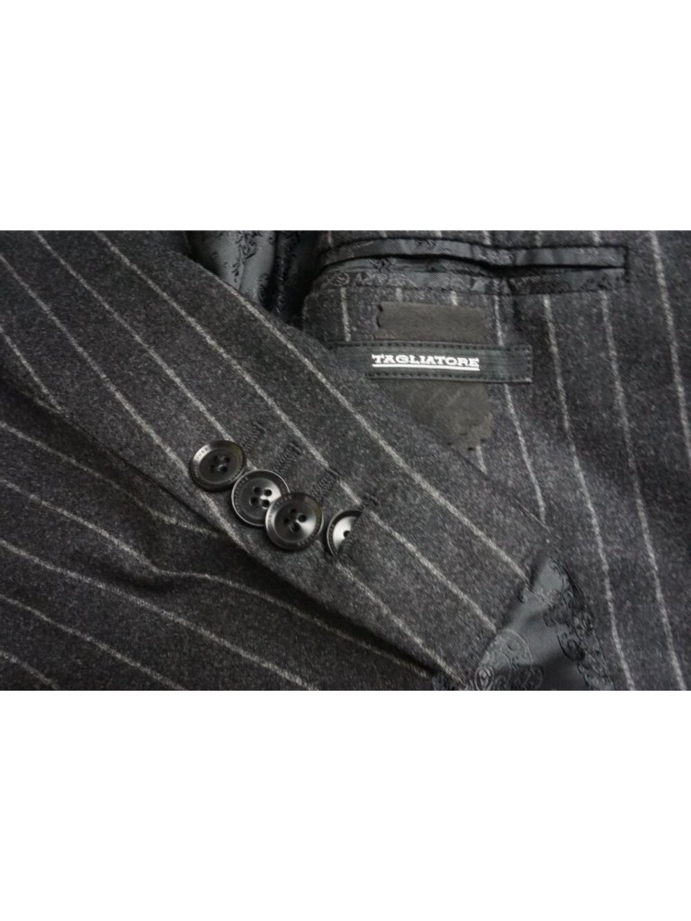 Tagliatore Flannel Charcoal Striped Wool Sport Coat Jacket Sz 38 BRAND NEW